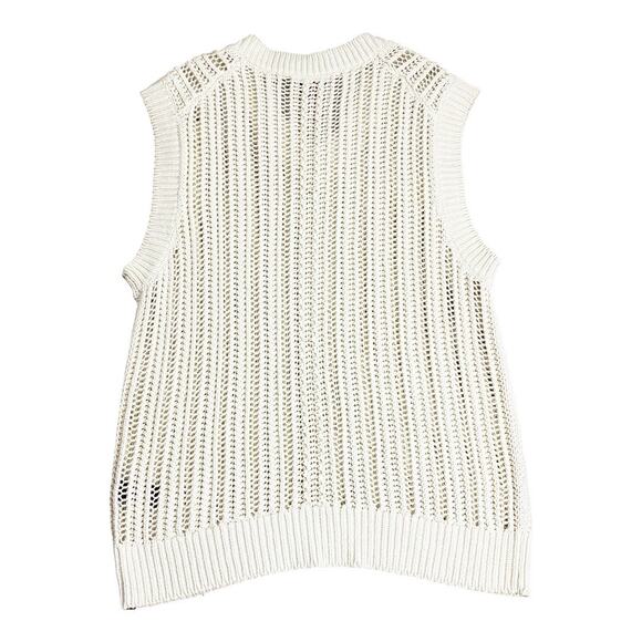 Todd Snyder Off White Open Stitch Cotton V-Neck Sweater Vest Medium - Picture 2 of 4